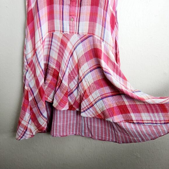 Maeve Anthropologie Pipa Plaid Sleeveless Hi Low Swing Dress - Picture 8 of 14